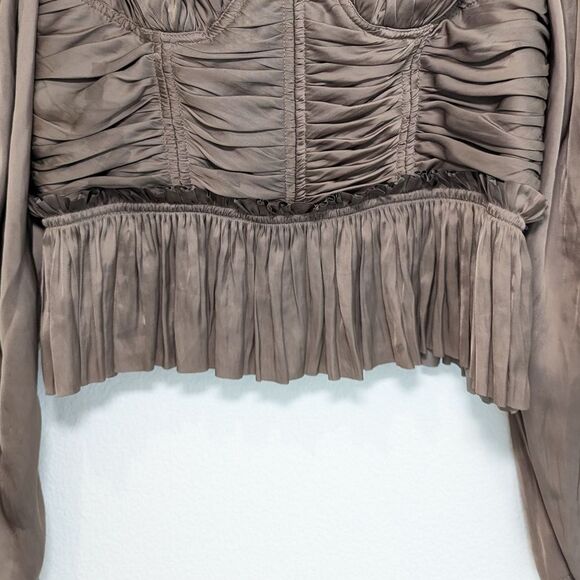 NWT Ulla Johnson Mia Satin Sweetheart Blouse in Mica - Picture 6 of 14